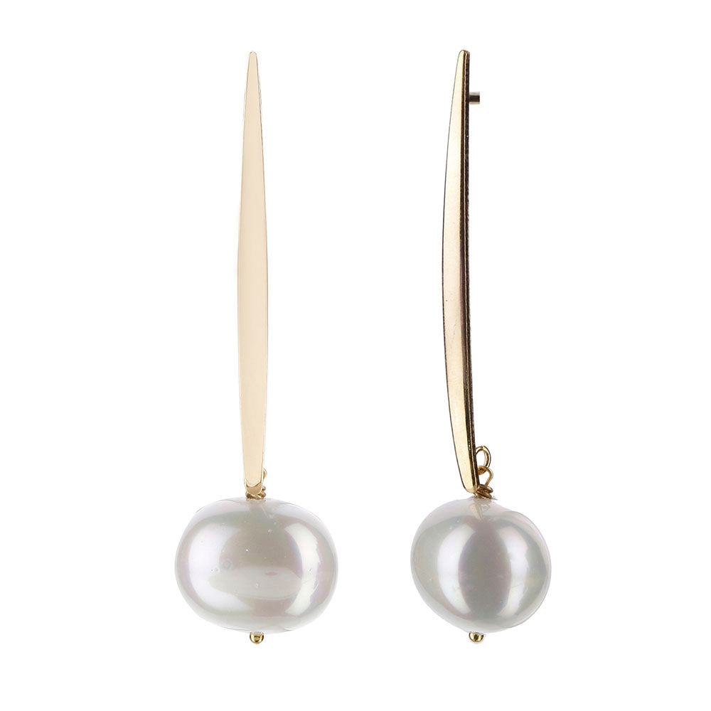 Kord Store Admirable Pearl Gold Plated Dangle Earring For Women  - KSEAR70161