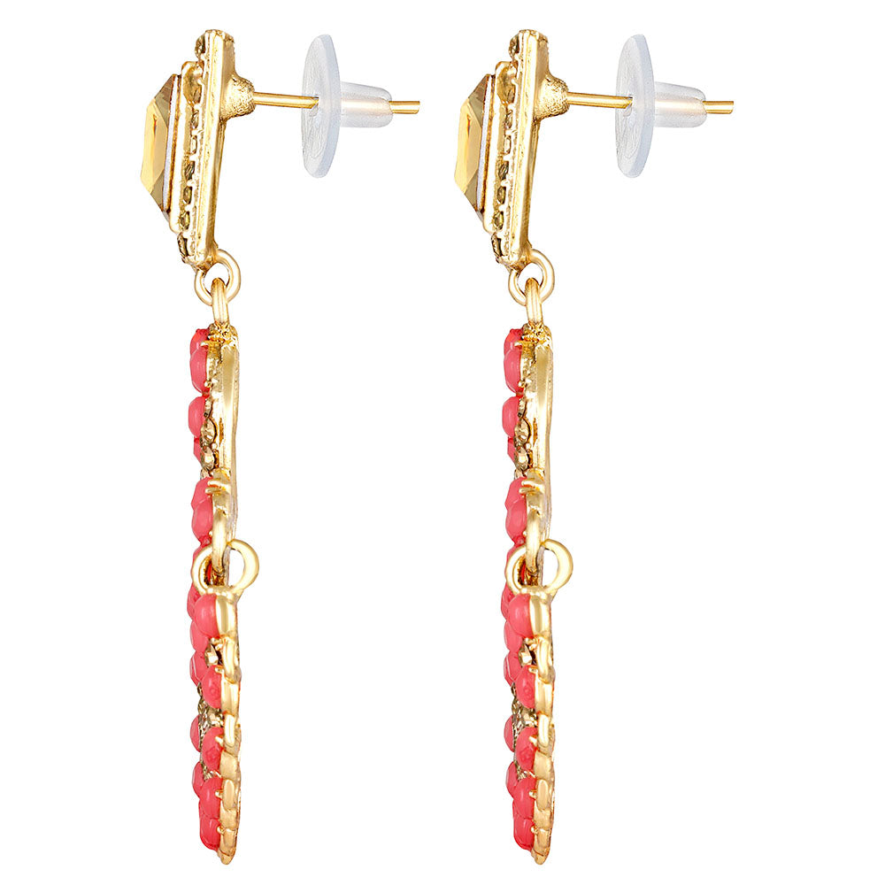 Kord Store Amazing Designer Pink Pearl Gold Plated Chand Bali Earring For Women  - KSEAR70175