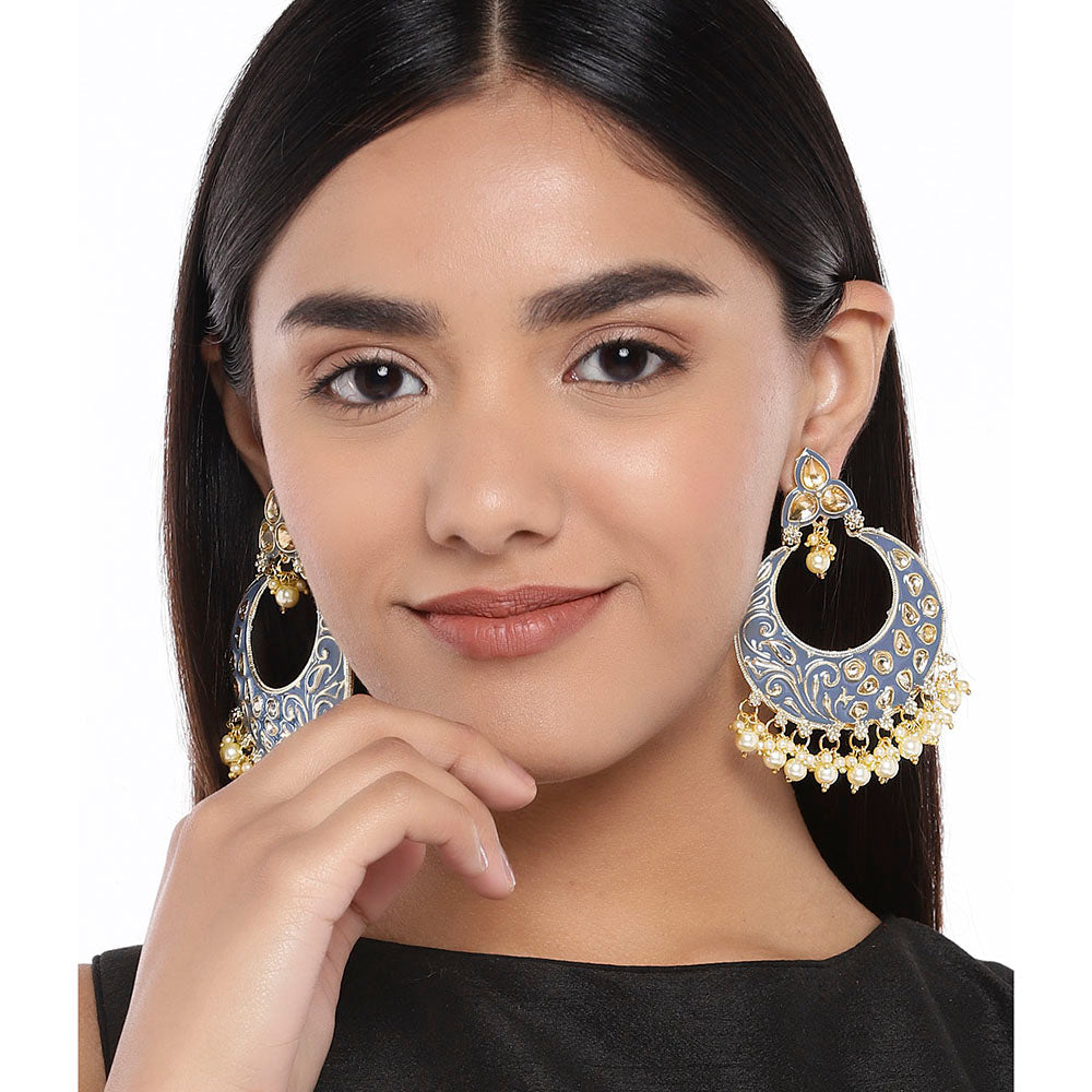 Kord Store Marvellous Chandbali Matt Finish Gold Plated Jhumki Earring For Women  - KSEAR70177