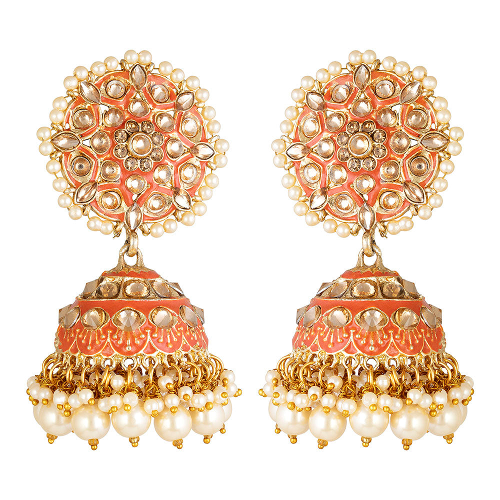 Kord Store Creative Round Shape Lct Stone Gold Plated Jhumki Earring For Women  - KSEAR70183