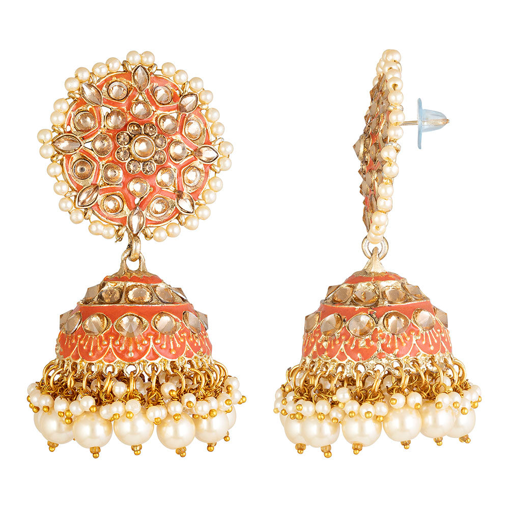 Kord Store Creative Round Shape Lct Stone Gold Plated Jhumki Earring For Women  - KSEAR70183