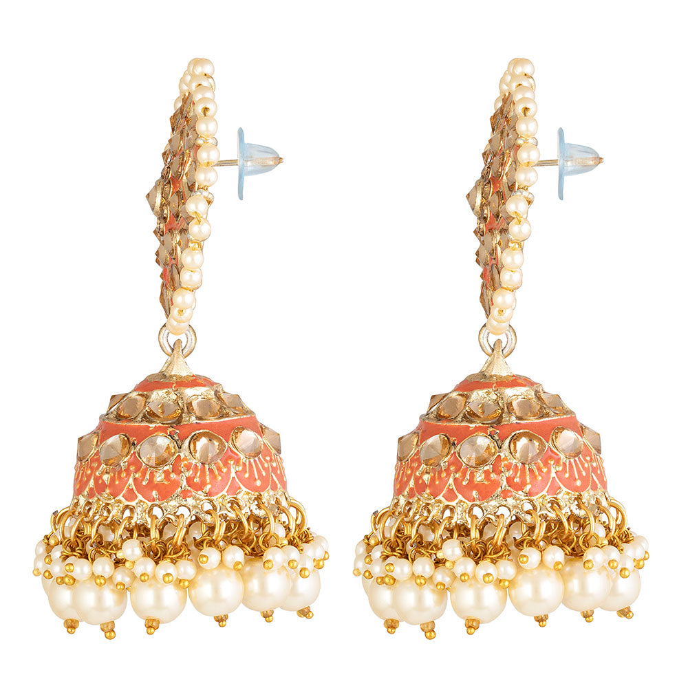 Kord Store Creative Round Shape Lct Stone Gold Plated Jhumki Earring For Women  - KSEAR70183