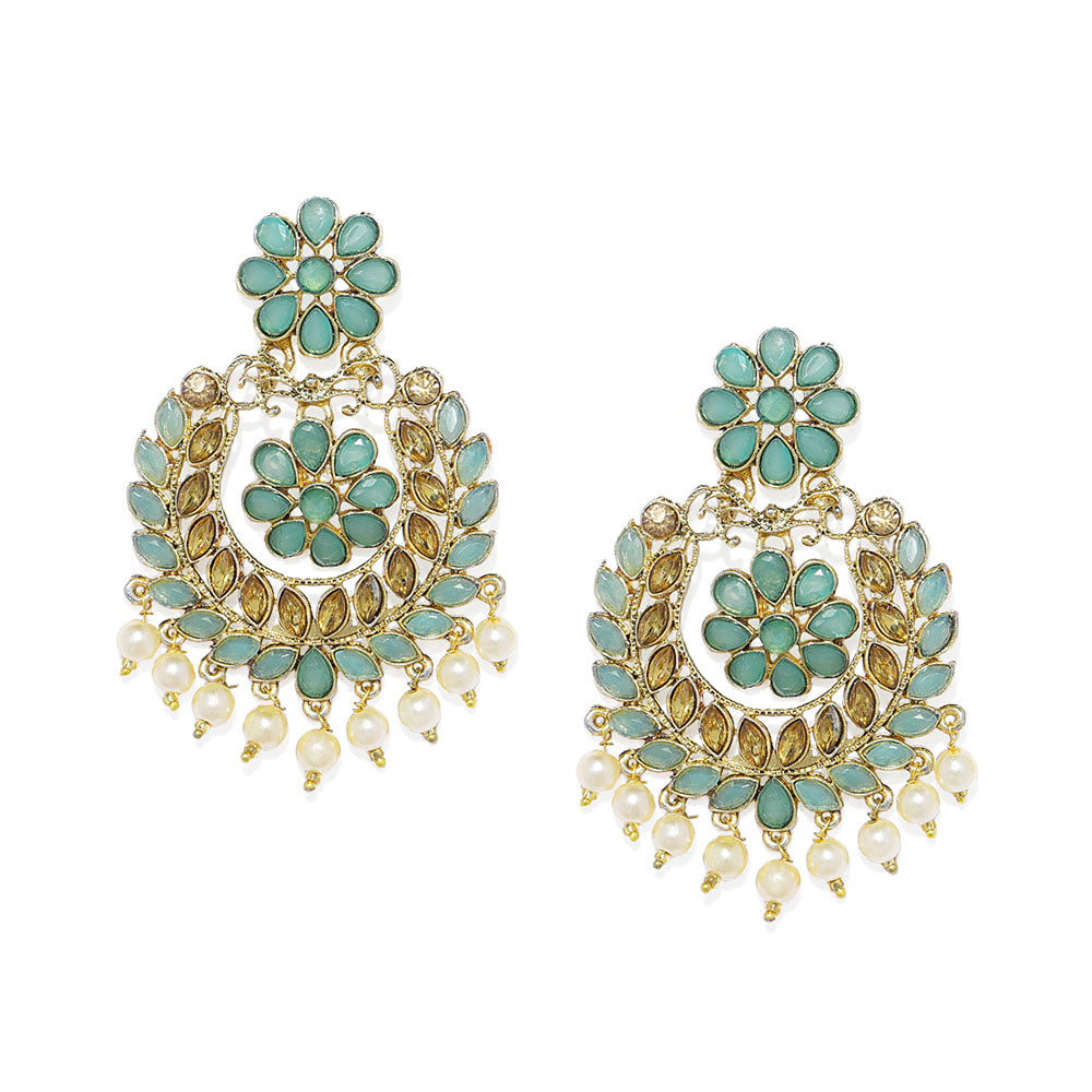 Kord Store Enchanting Latkan Pearls Lct Stone Gold Plated Dangle Earring For Women  - KSEAR70184