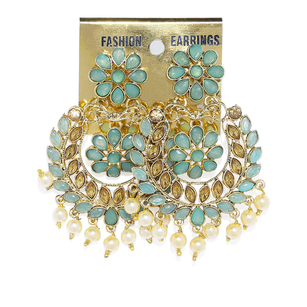 Kord Store Enchanting Latkan Pearls Lct Stone Gold Plated Dangle Earring For Women  - KSEAR70184