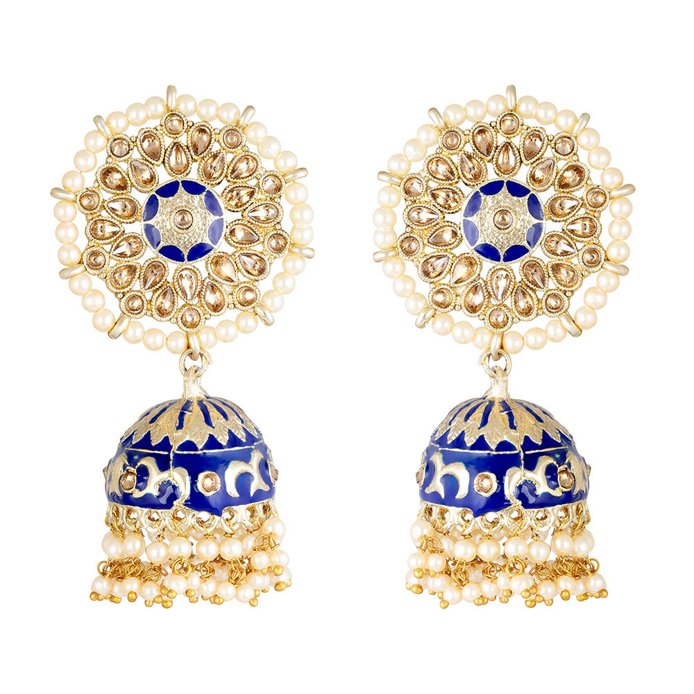 Kord Store Delightful Round Shape Meenakari Work Gold Plated Jhumki Earring For Women - KSEAR70187