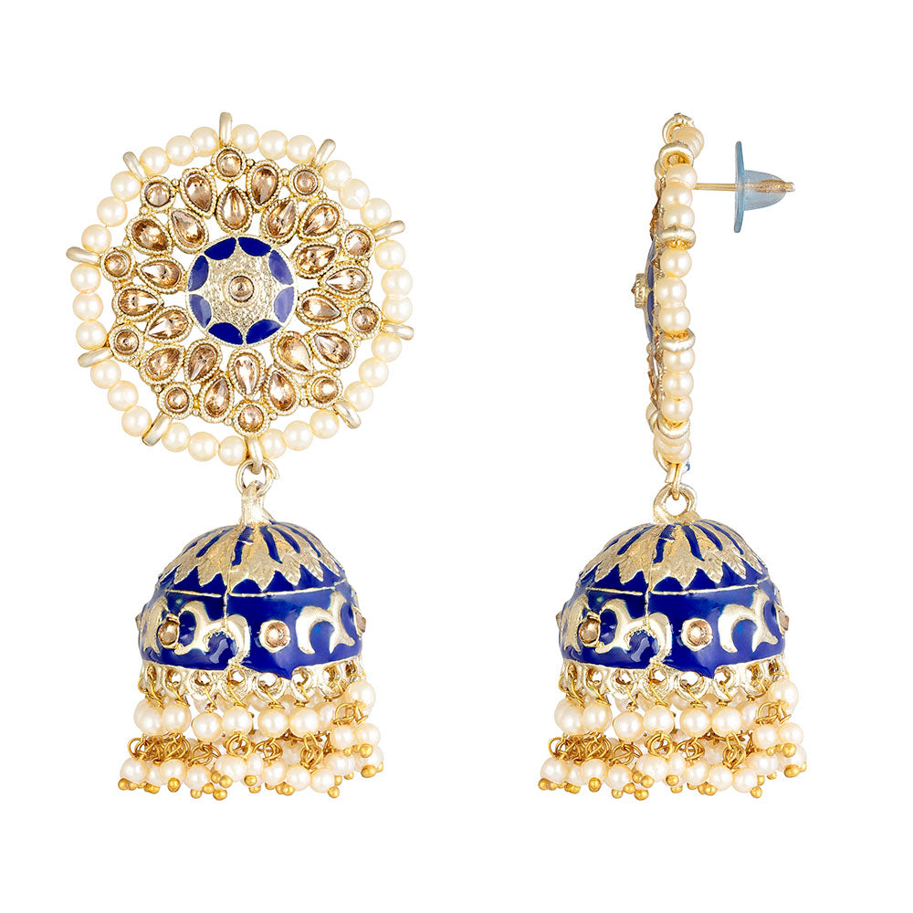 Kord Store Delightful Round Shape Meenakari Work Gold Plated Jhumki Earring For Women - KSEAR70187