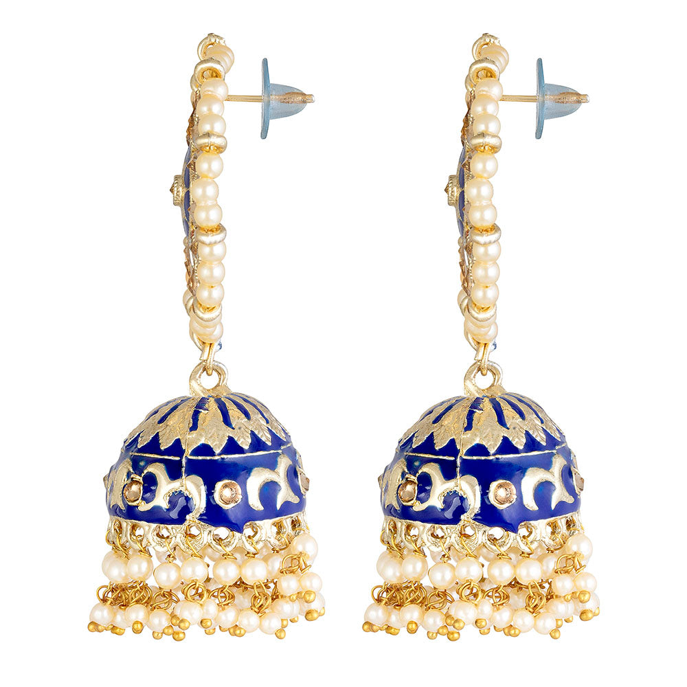 Kord Store Delightful Round Shape Meenakari Work Gold Plated Jhumki Earring For Women - KSEAR70187