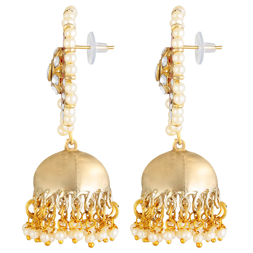 Kord Store Designer Round Shape Meenakari Work Gold Plated Jhumki Earring For Women - KSEAR70188