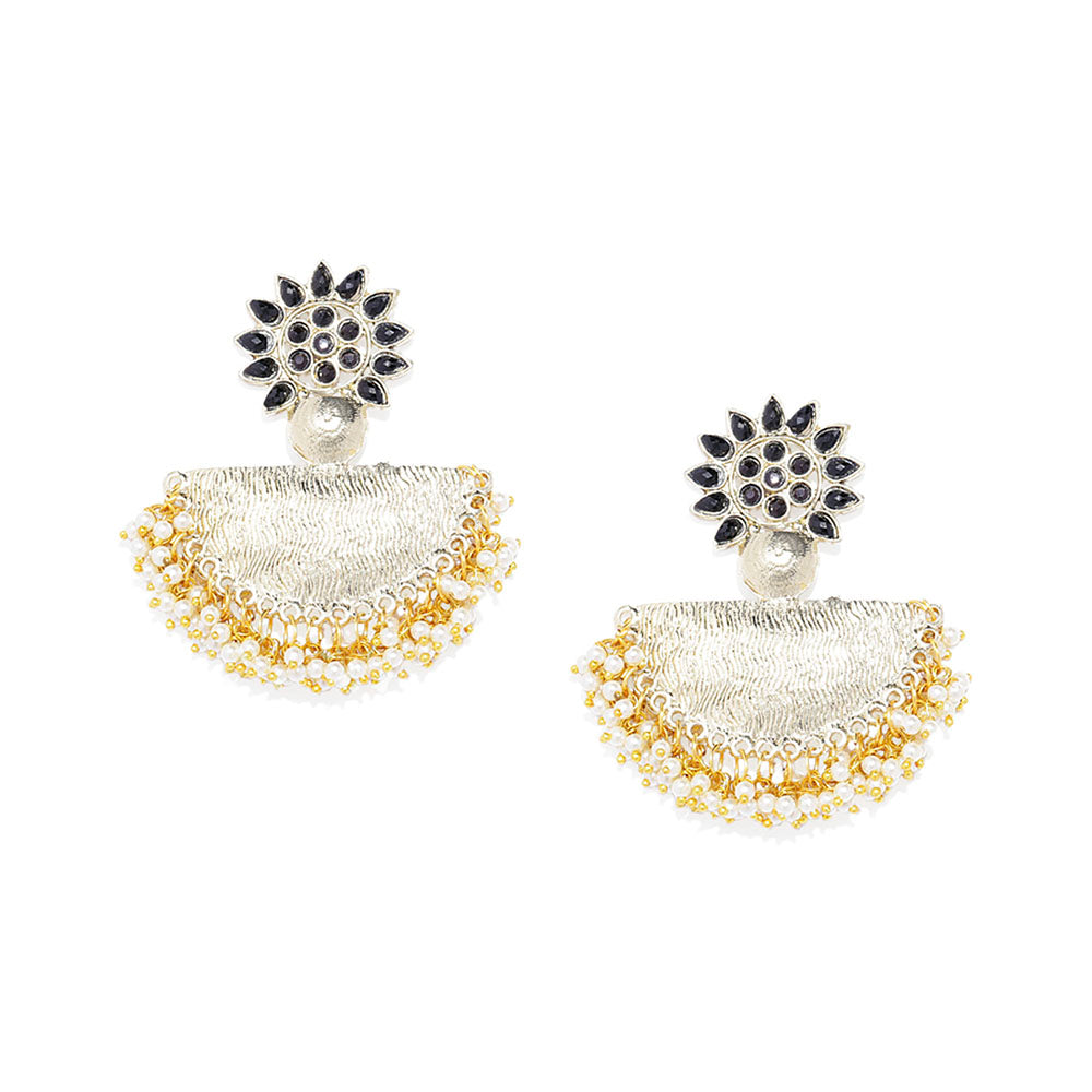 Kord Store Fashionable Moon Design Black Lct Gold Plated Dangle Earring For Women - KSEAR70202