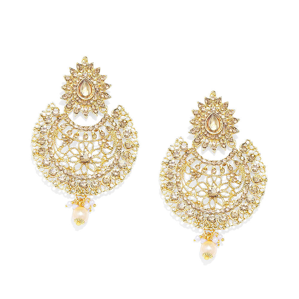 Kord Store Traditional Gold Plated Chandilier Dangle Earring For Women - KSEAR70214