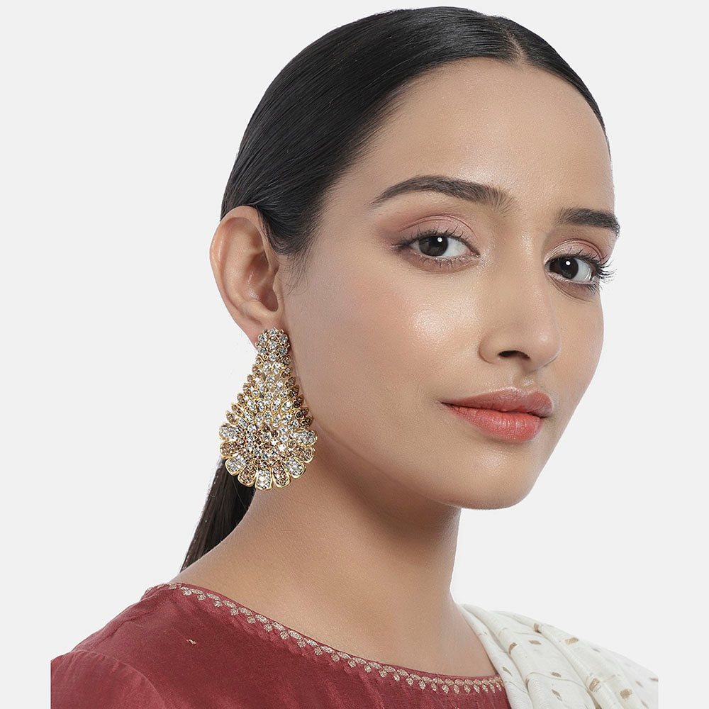 Kord Store Inspired Designer Lct Stone Gold Plated Drop Earring For Women - KSEAR70220