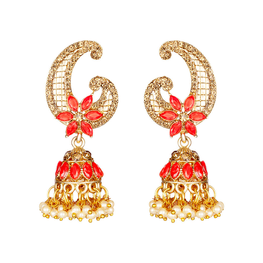 Kord Store Exotic Alloy Gold Plated LCT Stone Jhumki Earring For Women & Girls - KSEAR70257
