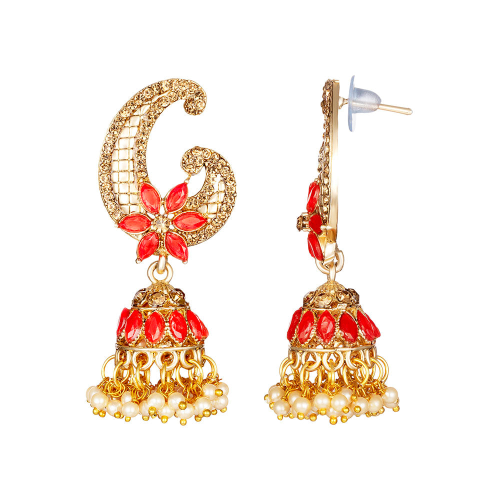 Kord Store Exotic Alloy Gold Plated LCT Stone Jhumki Earring For Women & Girls - KSEAR70257