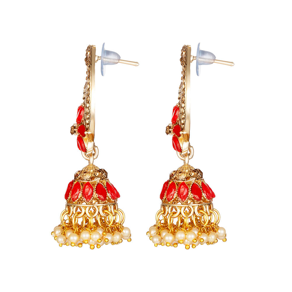 Kord Store Exotic Alloy Gold Plated LCT Stone Jhumki Earring For Women & Girls - KSEAR70257