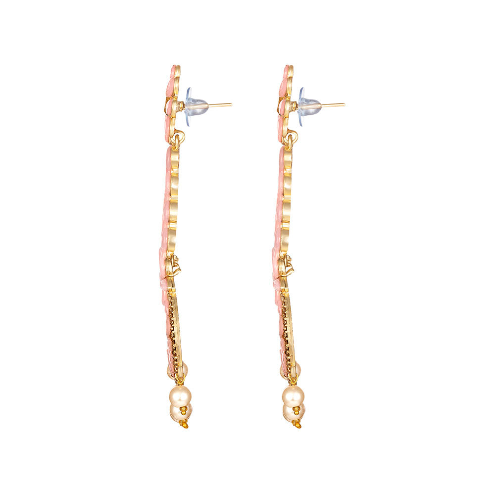 Kord Store Eye-Catchy Alloy Gold Plated Kundan & Moti Work Chandbali Earring For Women & Girls - KSEAR70258