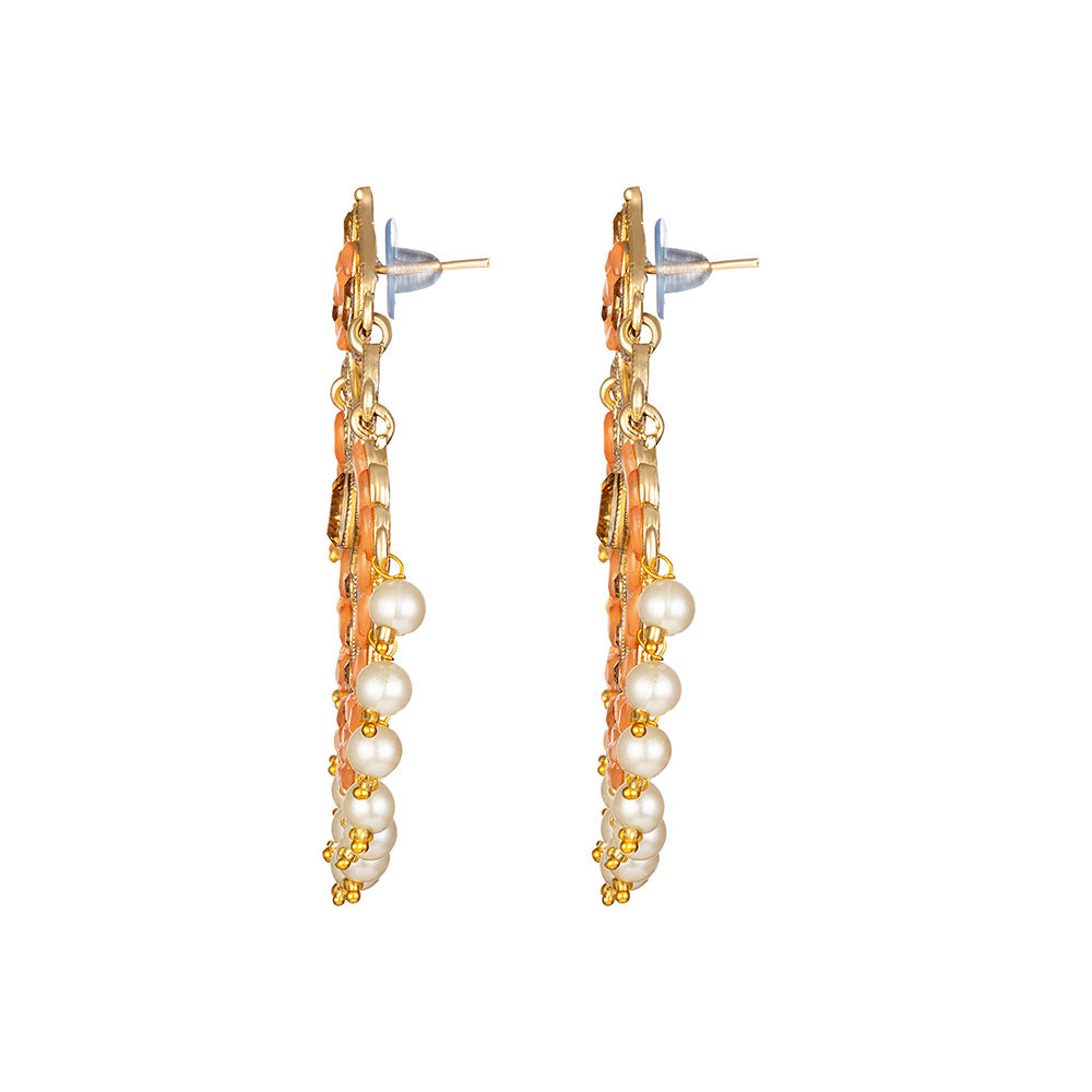 Kord Store Glimmery Alloy Gold Plated LCT Stone Chandbali Earring For Women & Girls - KSEAR70267