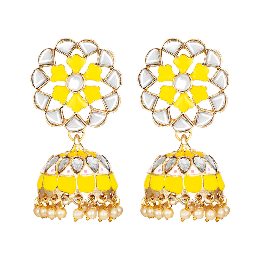 Kord Store Incredible Alloy Gold Plated Kundan Jhumki Earring For Women & Girls  - KSEAR70272