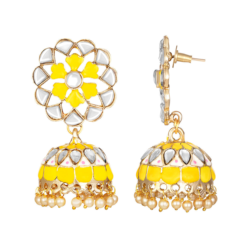 Kord Store Incredible Alloy Gold Plated Kundan Jhumki Earring For Women & Girls  - KSEAR70272