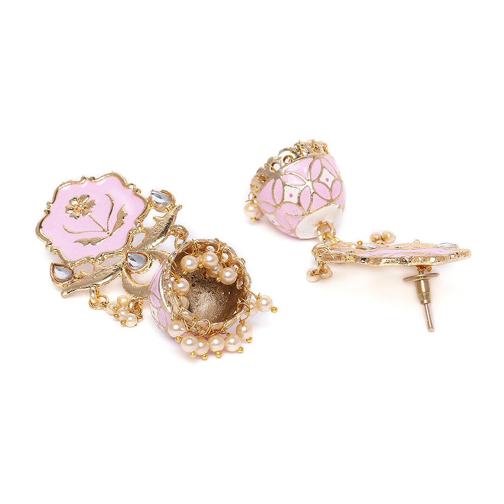Kord Store Inspired Alloy Gold Plated Meena Work Jhumki Earring For Women & Girls  - KSEAR70273