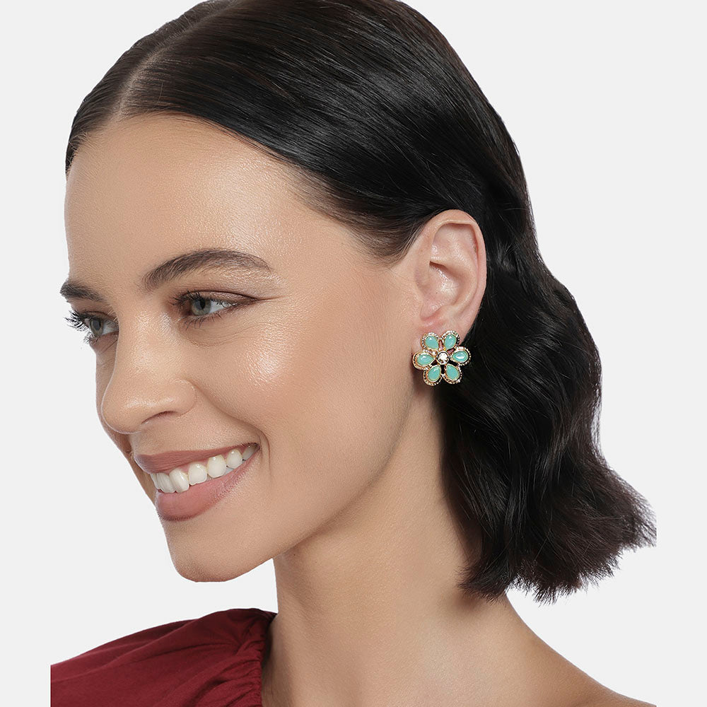 Kord Store Pretty Alloy Gold Plated Beads Stud Earring For Women & Girls  - KSEAR70284