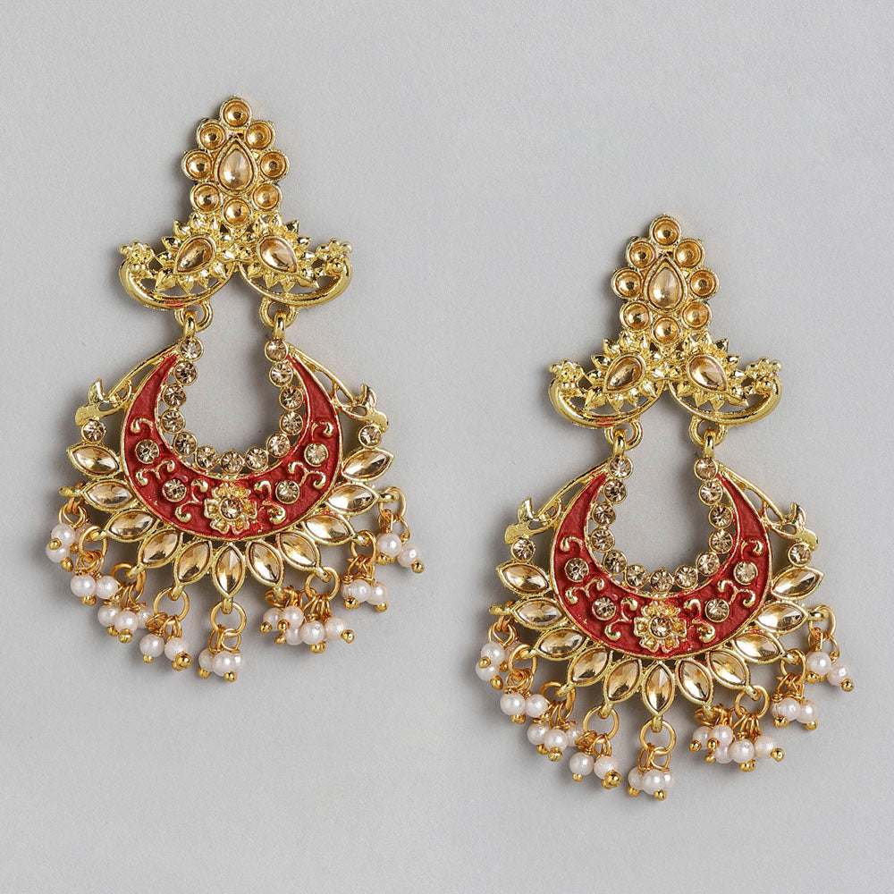 Kord Store Traditionally Gold Plated LCD Stone Chandilier Earring For Girls and Women  - KSEAR70287