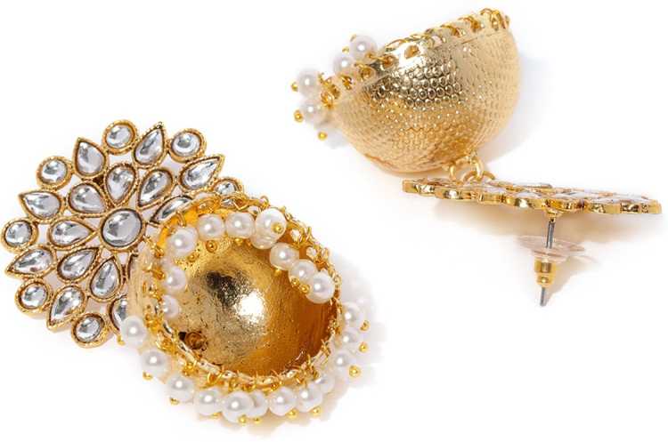Kord Store Wonderful Gold Plated White Kundan wih Pearl Jhumki Earring For Girls and Women  - KSEAR70291