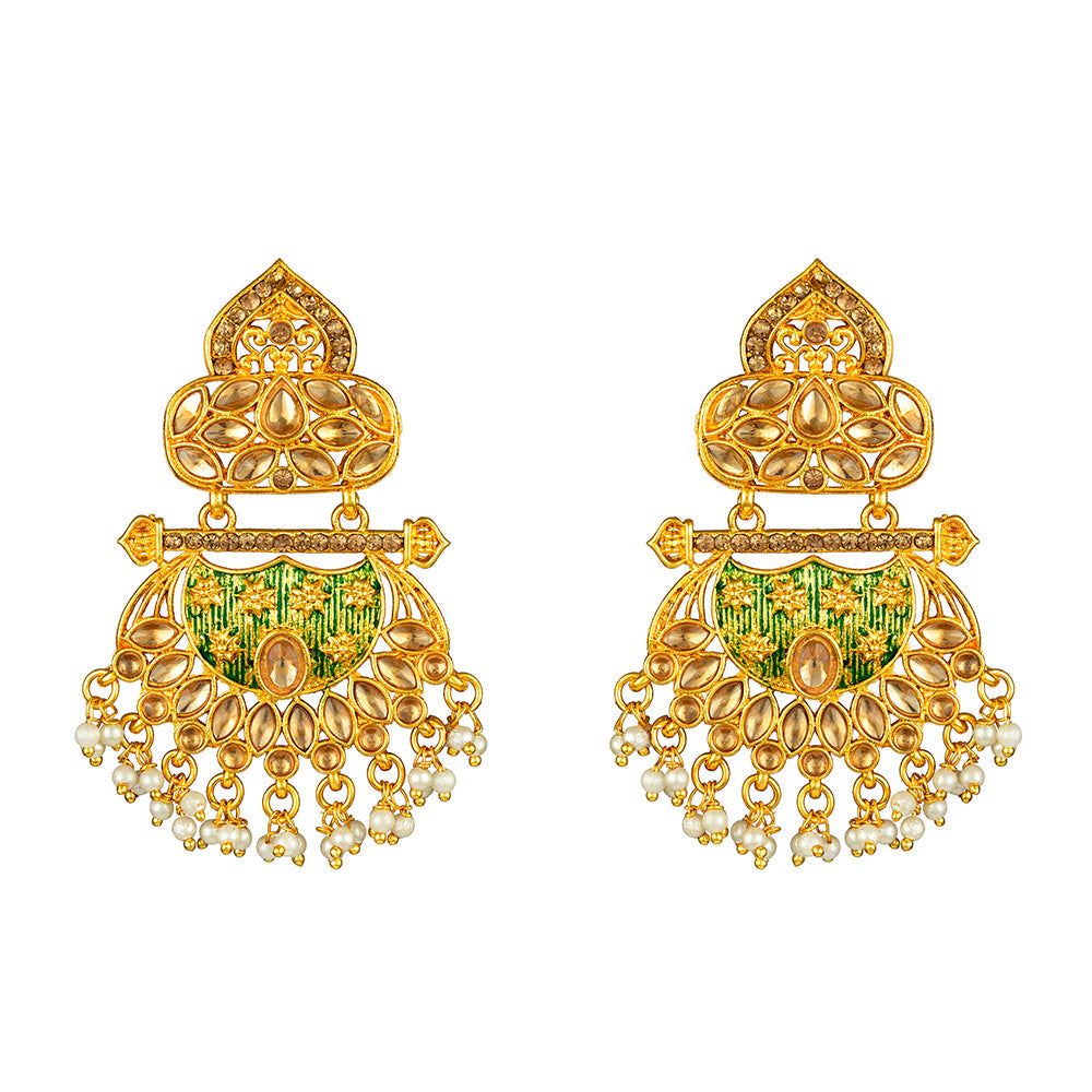 Kord Store "Mint Mina" Earrings Maang Tikka/Wedding Jewellery Set/Stylish/Diamond Jewllery/Chain Jewellery Set/For Women/Girl  - KSEMT80054