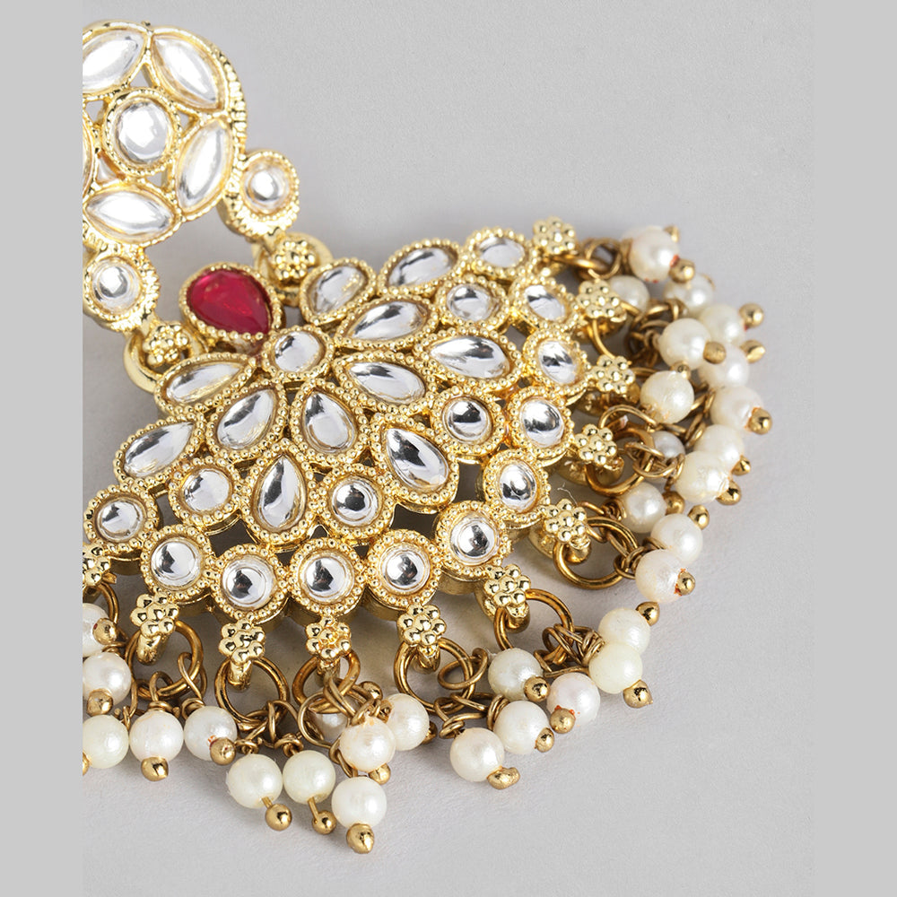 Kord Store Latest Design Gold plated Kundan Earrings With Maang tikka For Girls and Women