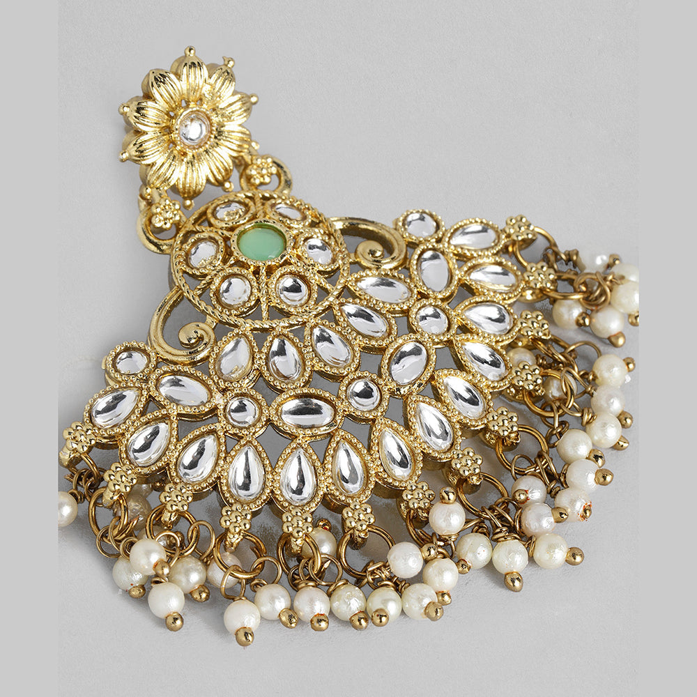 Kord Store Gorgeous Gold plated Kundan Earrings With Maang tikka For Girls and Women