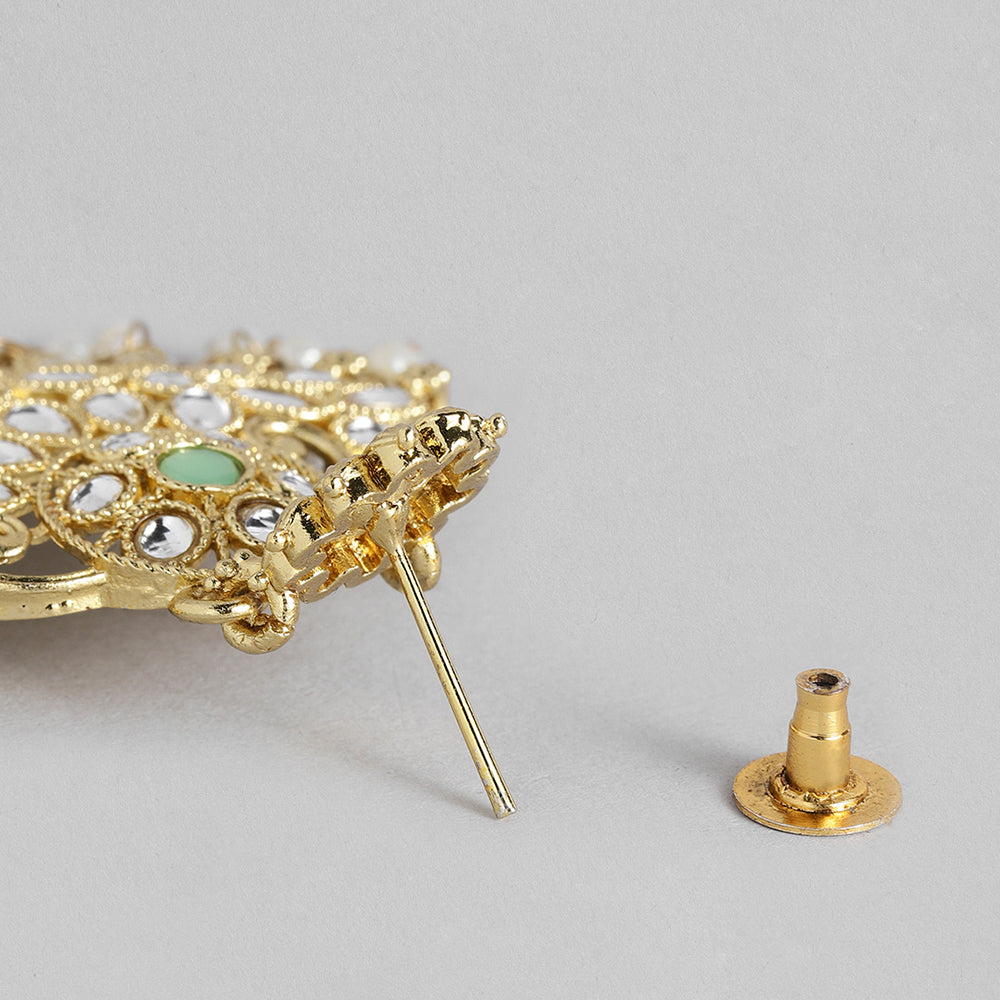 Kord Store Gorgeous Gold plated Kundan Earrings With Maang tikka For Girls and Women
