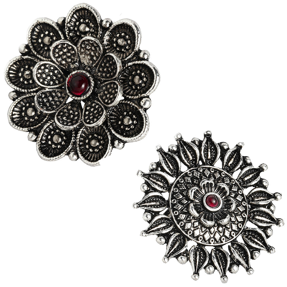 Kord Store Antique Adjustable Finger Ring Combo For Girls and Women