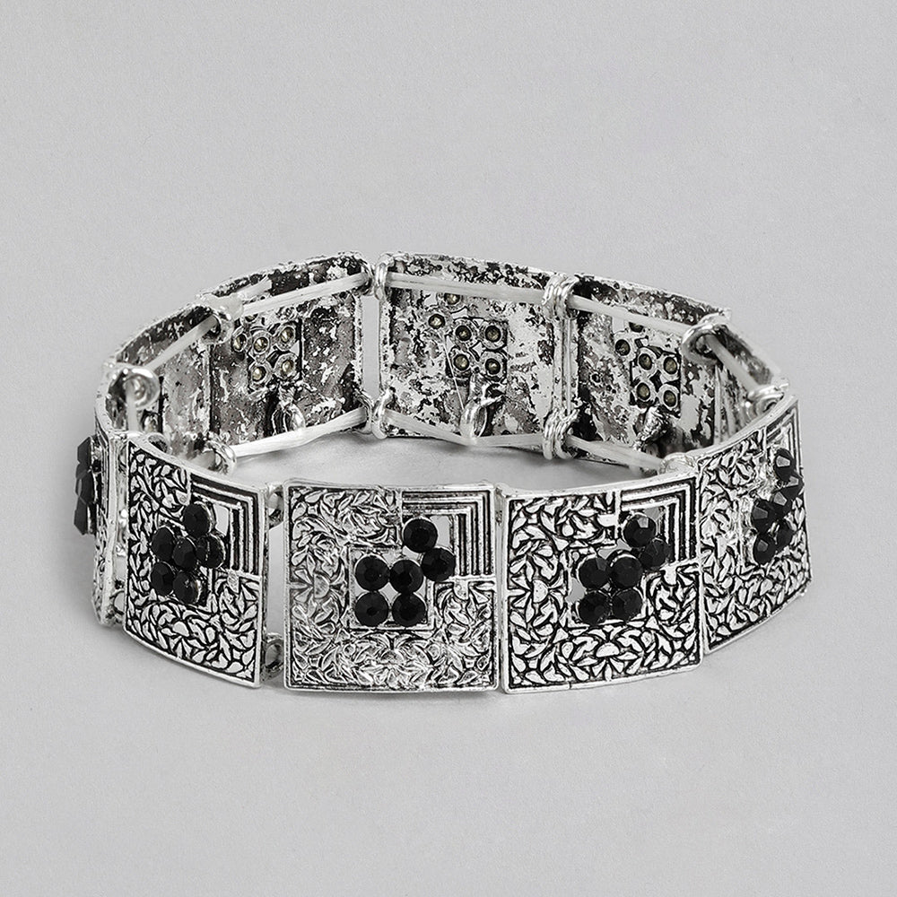 Kord Store Excellent Oxidised Plated Black Stone Openable Set Of 3 Bracelate Combo For Girls and Women  - KSJWLRYCOMBO54