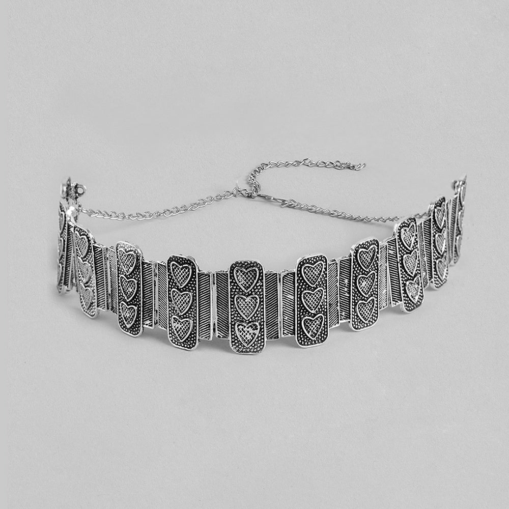 Kord Store Fabulous Oxidised Plated Black Stone Collar Set Of 2 Necklace Set Combo For Girls and Women  - KSJWLRYCOMBO58