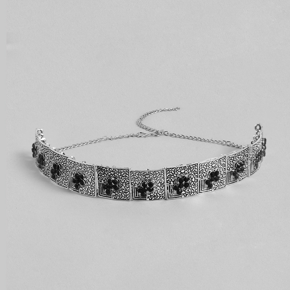 Kord Store Fabulous Oxidised Plated Black Stone Collar Set Of 2 Necklace Set Combo For Girls and Women  - KSJWLRYCOMBO58