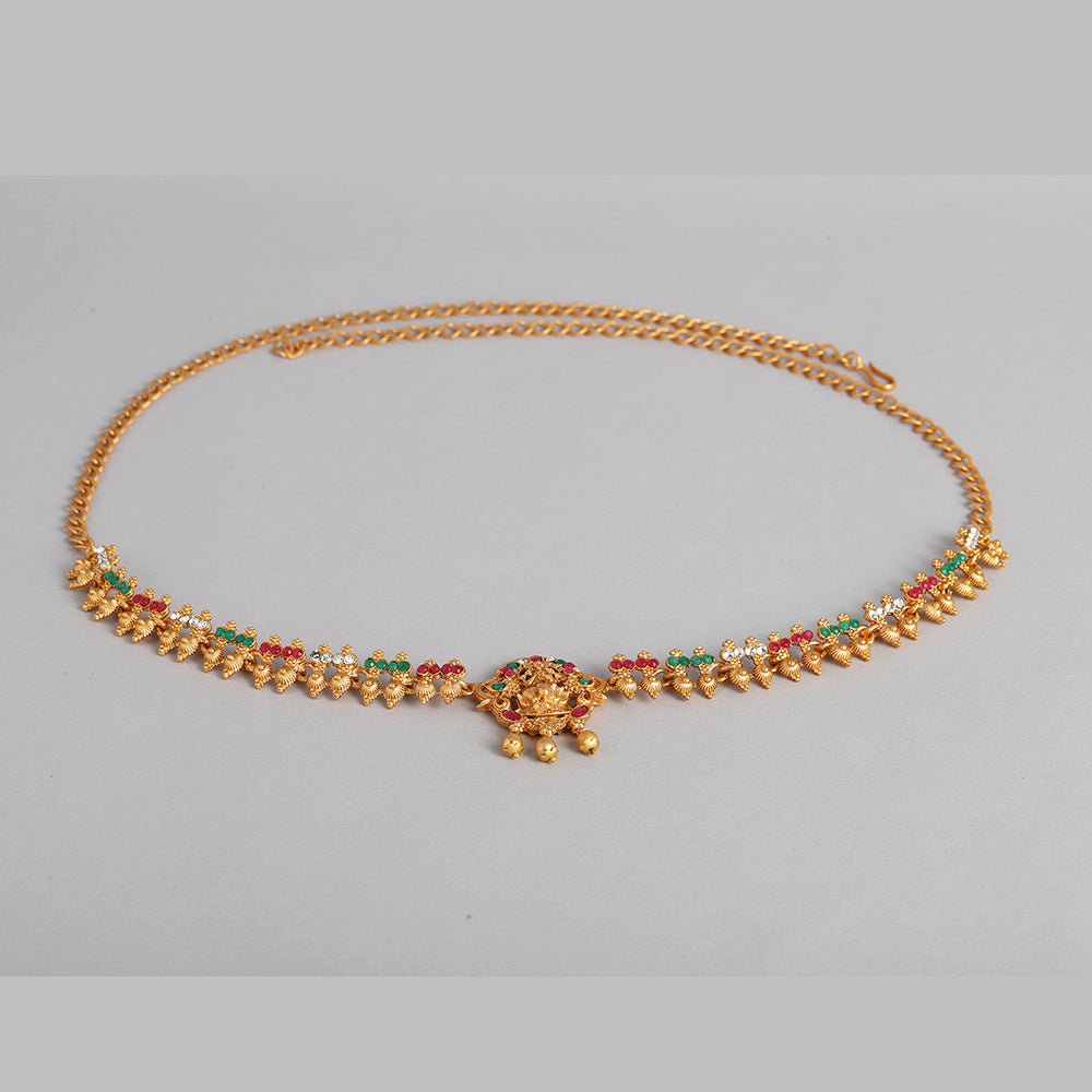 Kord Store Ethinic Gold plated Ruby and White Stone Kamarbandh For Girls and Women