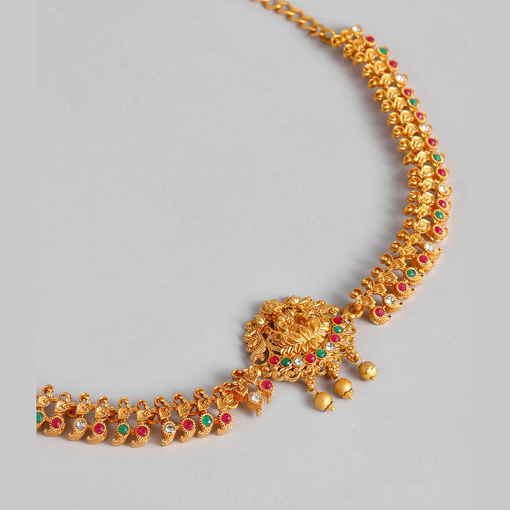 Kord Store Traditional Gold plated Ruby and White Stone Kamarbandh For Girls and Women