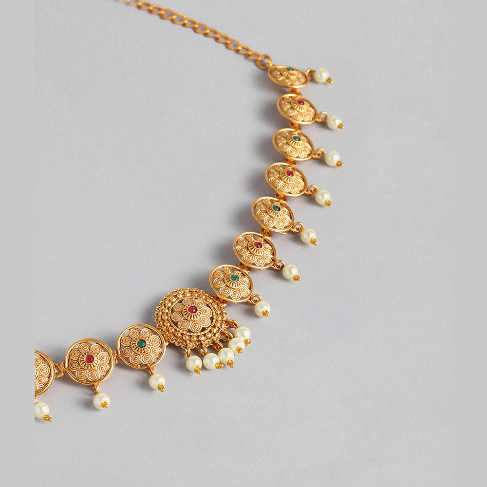 Kord Store Designer and Traditional Gold plated Ruby and Pearl Kamarbandh For Girls and Women