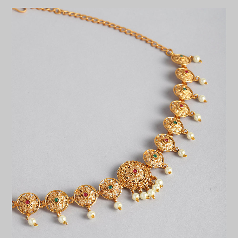 Kord Store Designer and Traditional Gold plated Ruby and Pearl Kamarbandh For Girls and Women