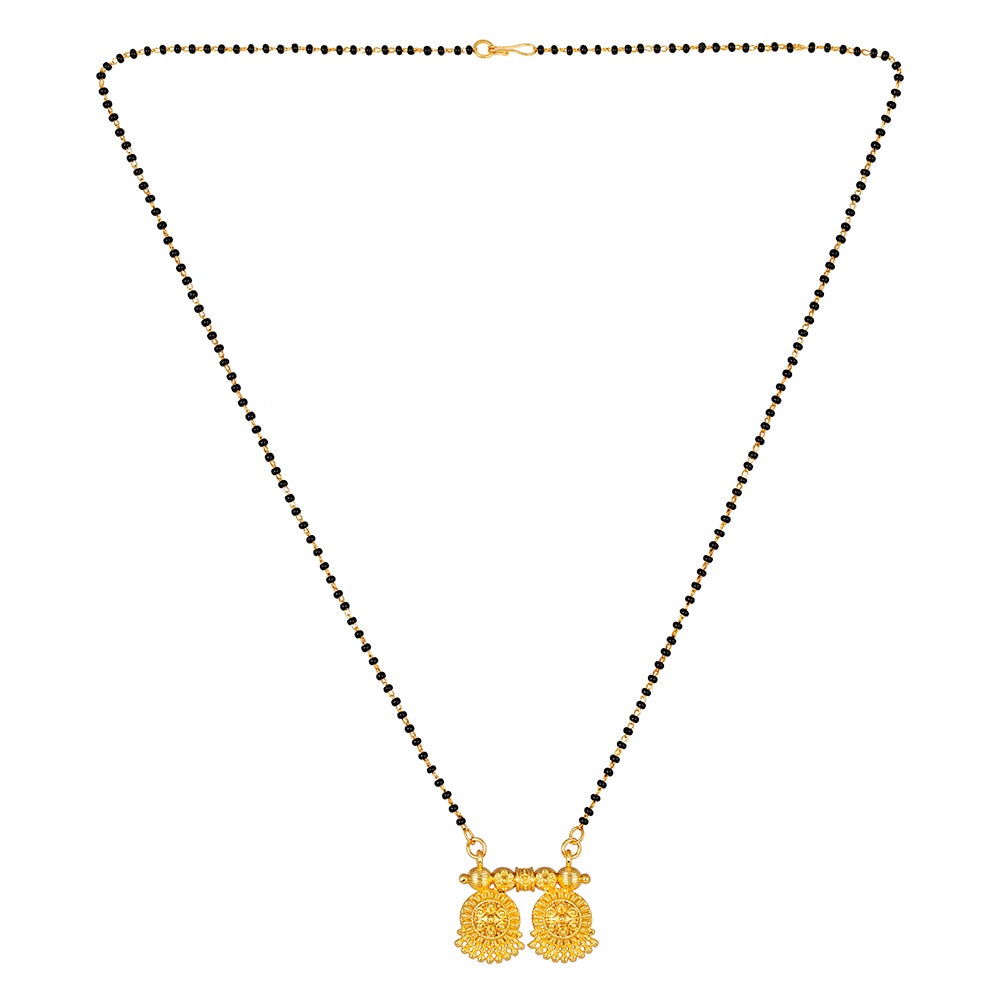 Kord Store Sparkling New Design Mangalsutra "Vati"/Maharshtrian Stylish/Designer Pendent/Black Beads Chain Set/Wedding Jewellery Set For Women (22 Inch)  - KSM90009