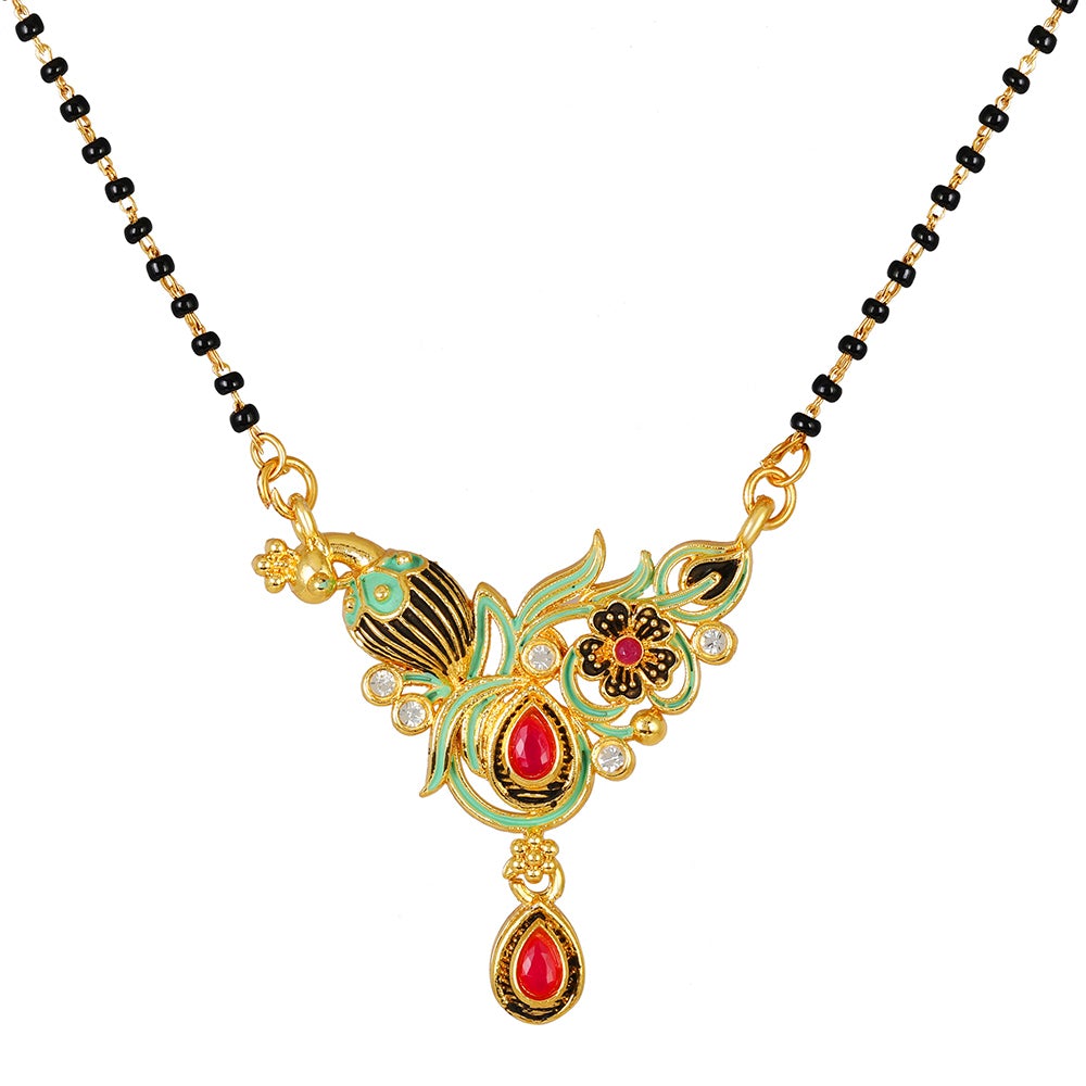 Kord Store Stunning Diamond Mangalsutra Jewellery Set/New Design/Wedding Set/ 22Kt Gold Micro Plated Single Line (22 Inch) For Women    - KSM90016