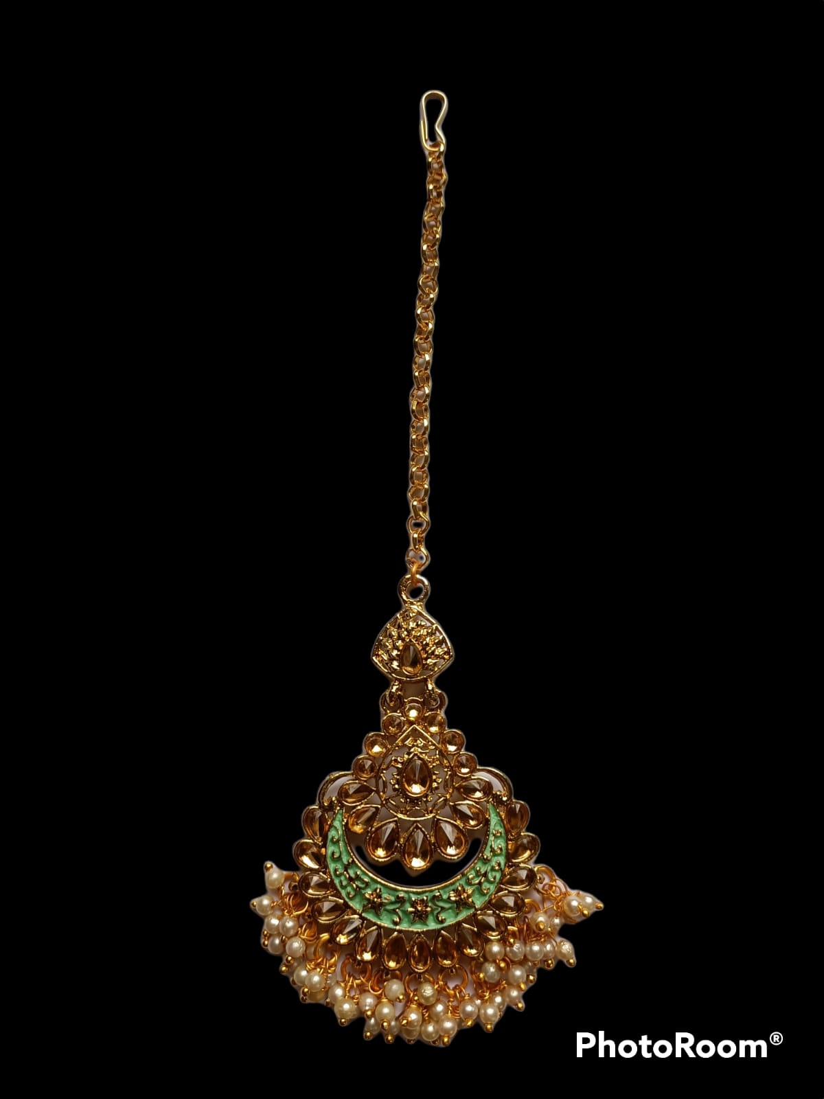 Kord Store Splendid Gold Plated LCD Stone Chandilier Maangtikka For Girls and Women  - KSMT13003