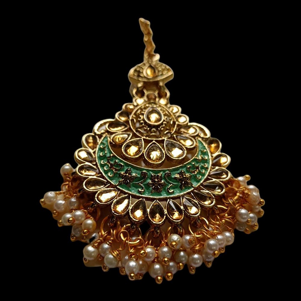 Kord Store Splendid Gold Plated LCD Stone Chandilier Maangtikka For Girls and Women  - KSMT13003