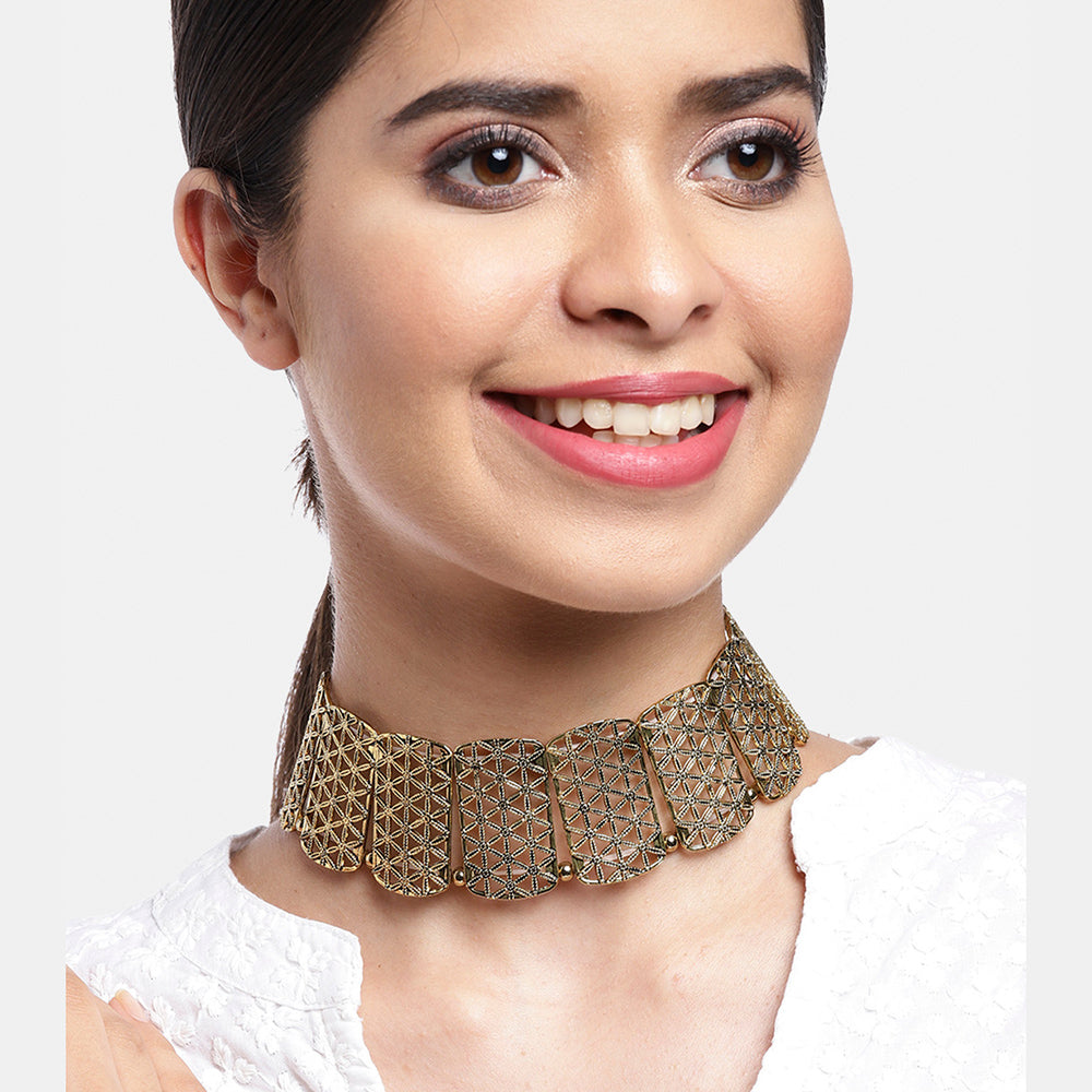 Kord Store Stylish Gold Plated Collar Necklace For Girls and Women