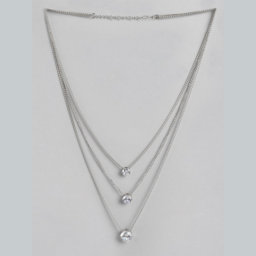 Kord Store Classy Rose Gold Plated Center Stone Fancy Chain Necklace For Girls and Women  - KSN60189