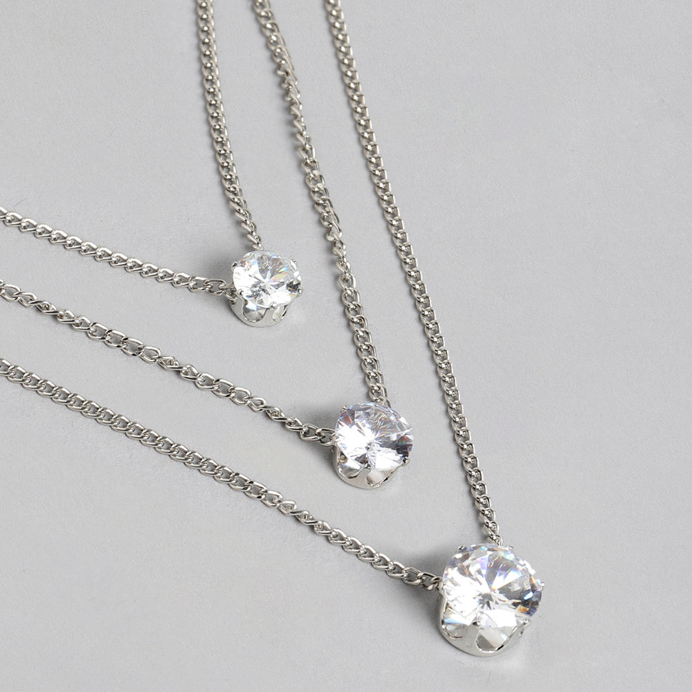 Kord Store Classy Rose Gold Plated Center Stone Fancy Chain Necklace For Girls and Women  - KSN60189