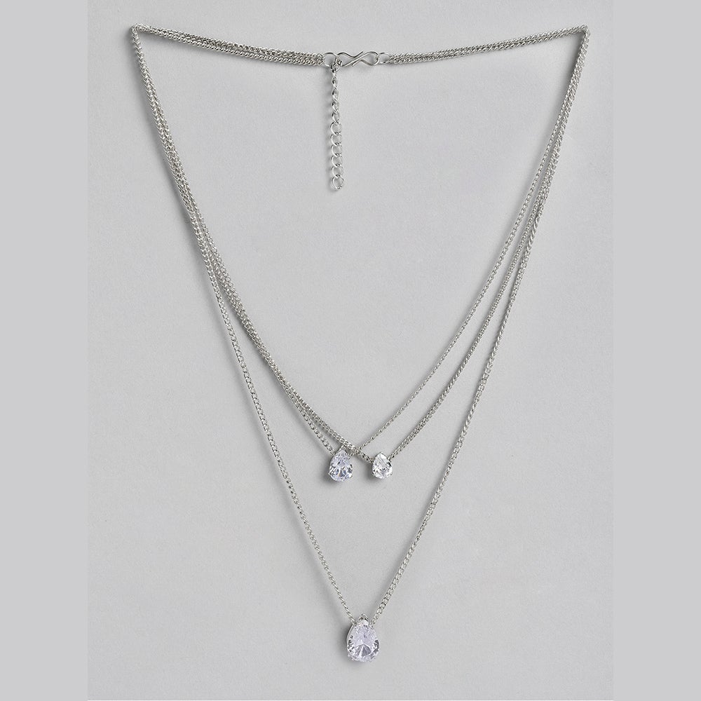 Kord Store Amazing Silver/Oxidised Plated Center Stone Fancy Chain Necklace For Girls and Women  - KSN60193