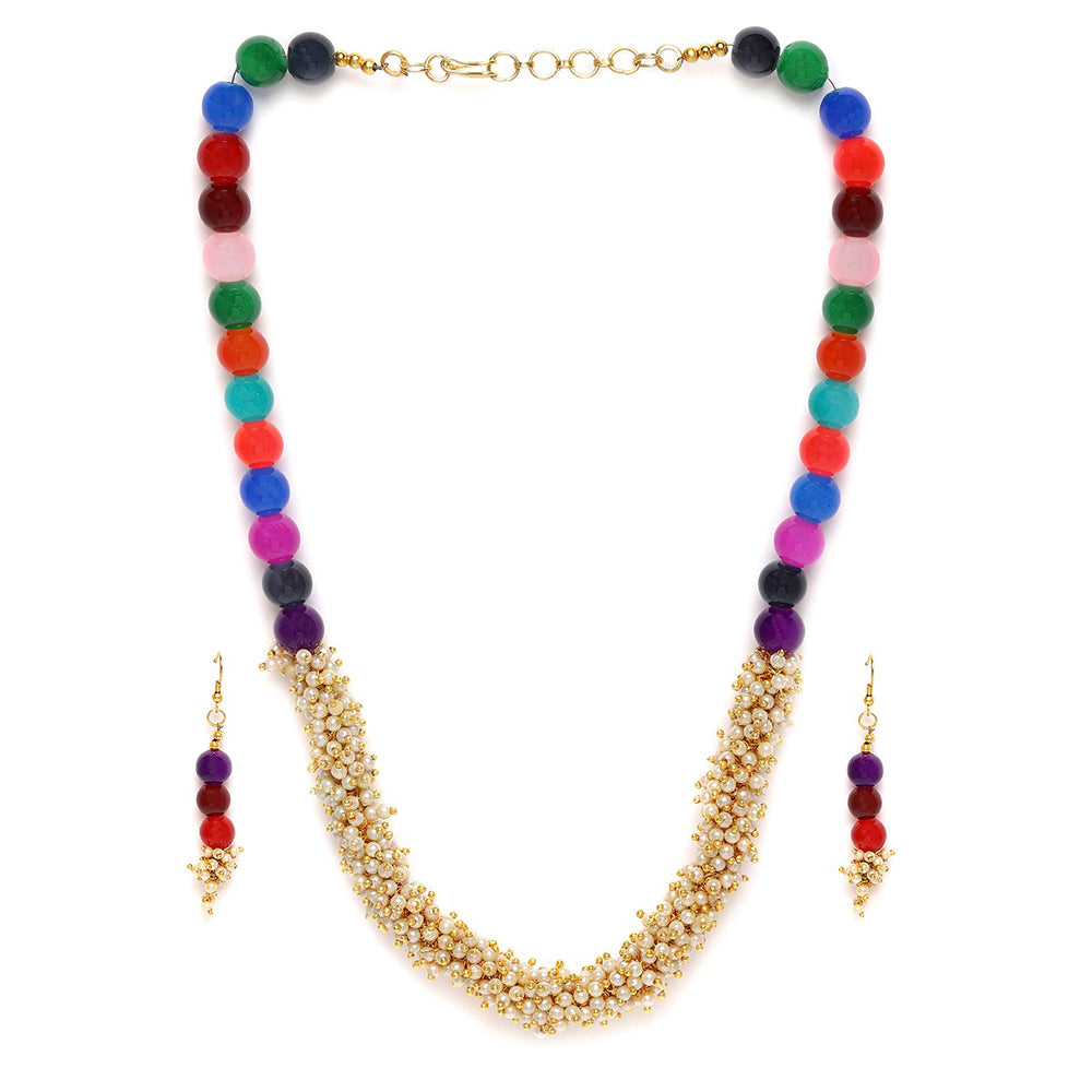Kord Store Pearl Lariyat Multi-Color Bead Princess Necklace Set For Women