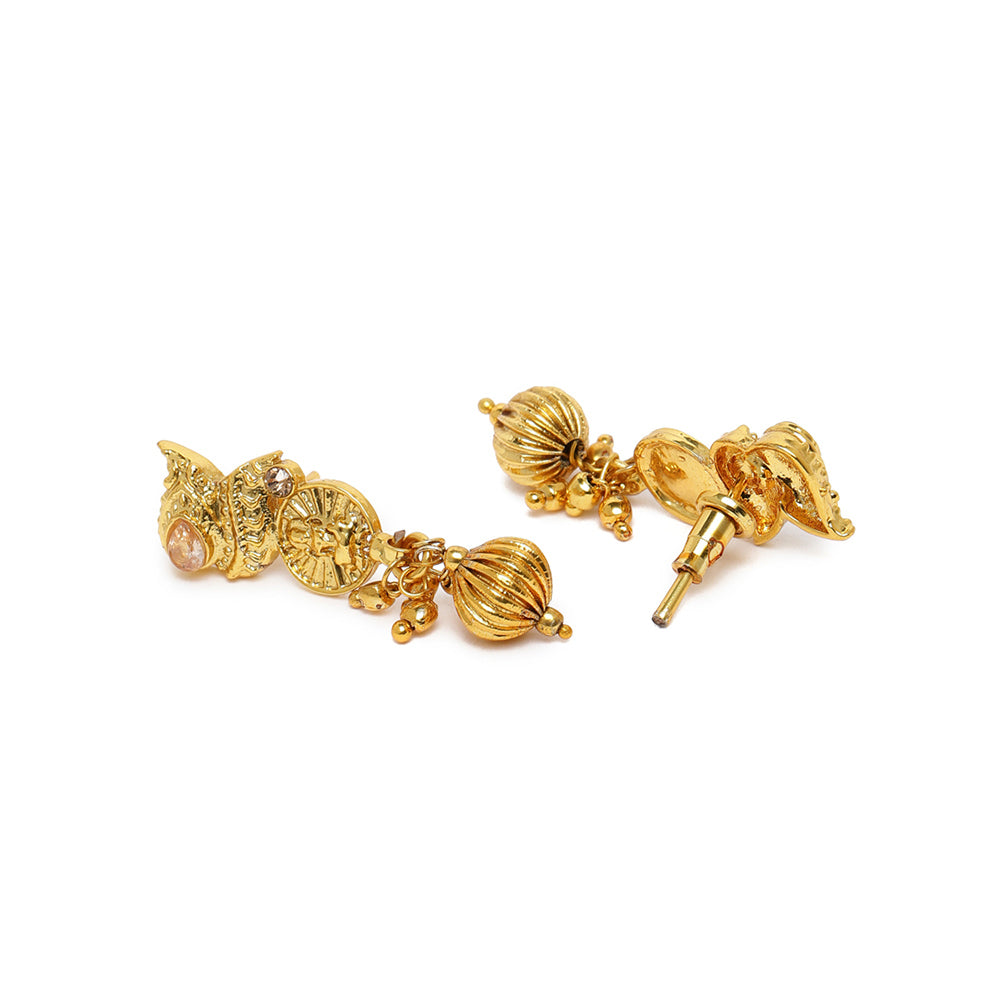 Kord Store Traditional Paisley Design Laxmi Gold Plated Choker Necklace Set For Women  - KSNKE60050