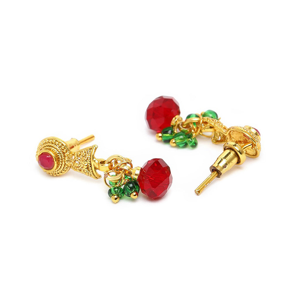 Kord Store Traditional Designer Multi-Color Stone Gold Plated Matinee Necklace Set For Women  - KSNKE60051