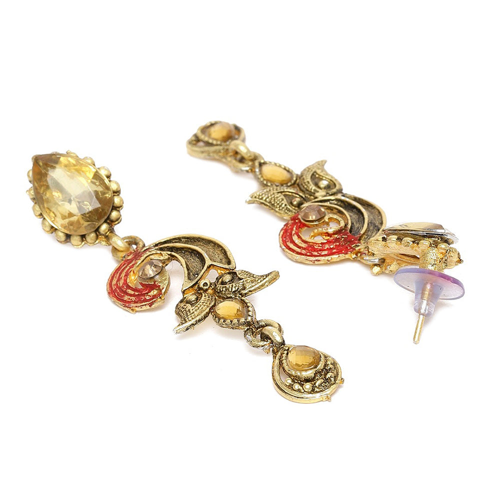 Kord Store Incredible Paisley Design Lct Stone Gold Plated Choker Necklace Set For Women  - KSNKE60083